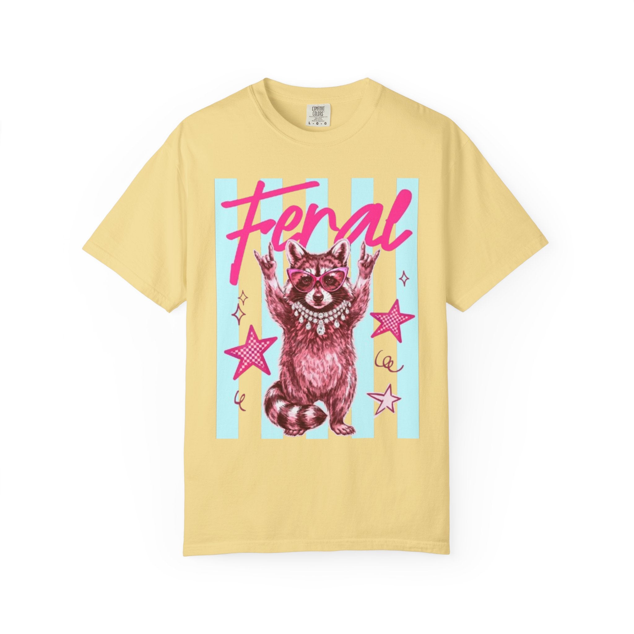Feral Raccoon Graphic T-Shirt — Retro Pastel Pop DesigN