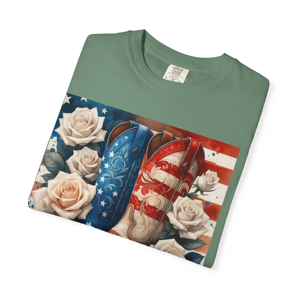 Cowboy Boots American Flag T-Shirt — Patriotic Western Graphic Tee