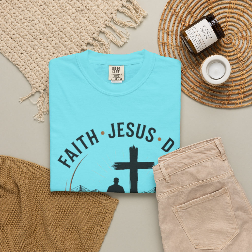 Faith Jesus Dad T-Shirt — "Leading My Family By His Grace" Christian Father Tee
