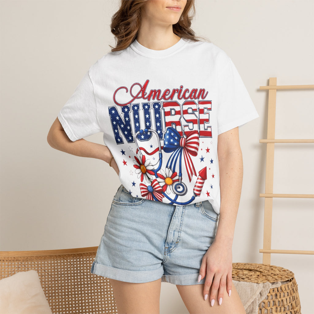 American Nurse Patriotic T-Shirt — 4th of July Stars & Stripes Nursing Tee