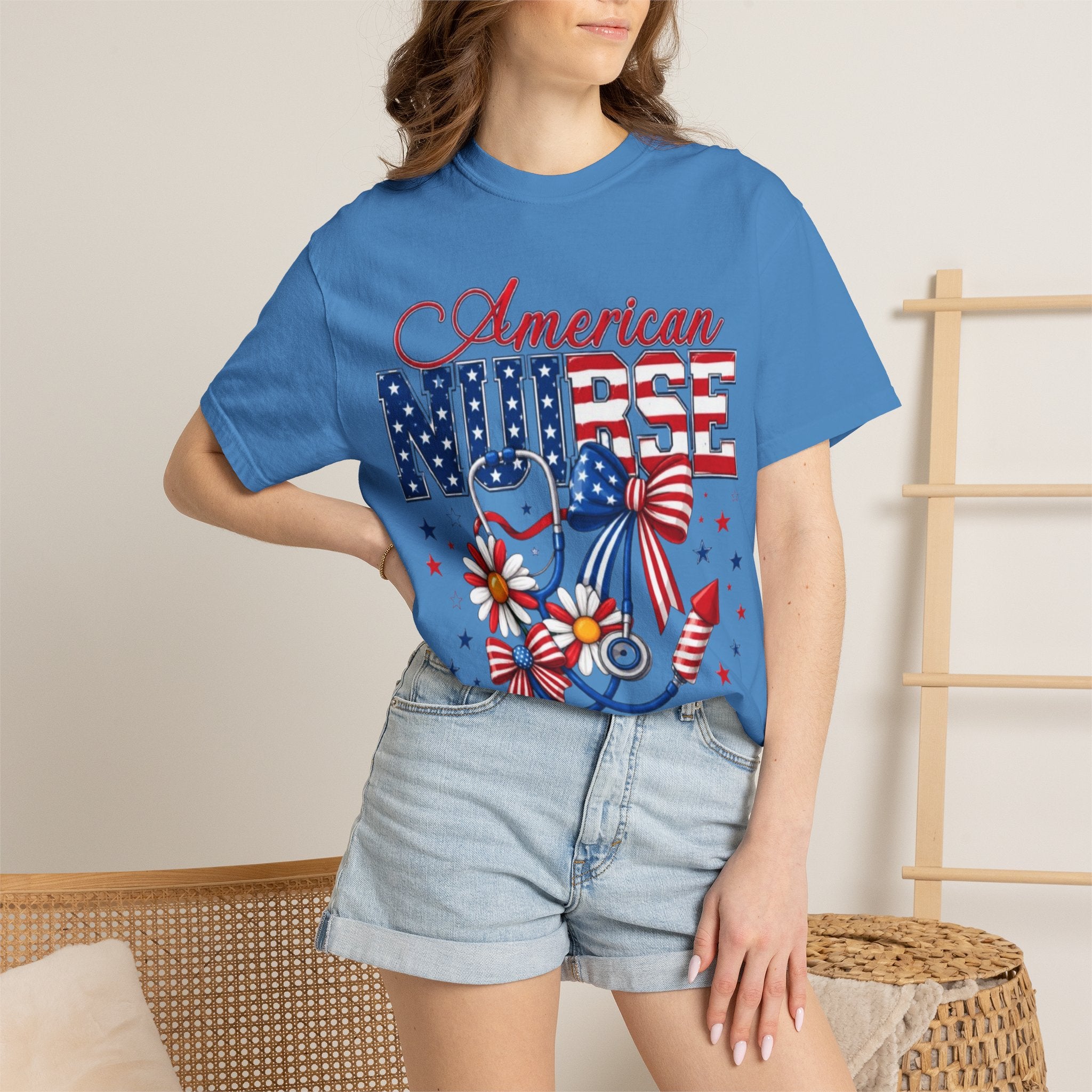 American Nurse Patriotic T-Shirt — 4th of July Stars & Stripes Nursing Tee