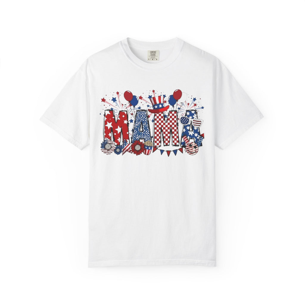 Patriotic Mama T-Shirt — Red White Blue 4th of July Mom Tee