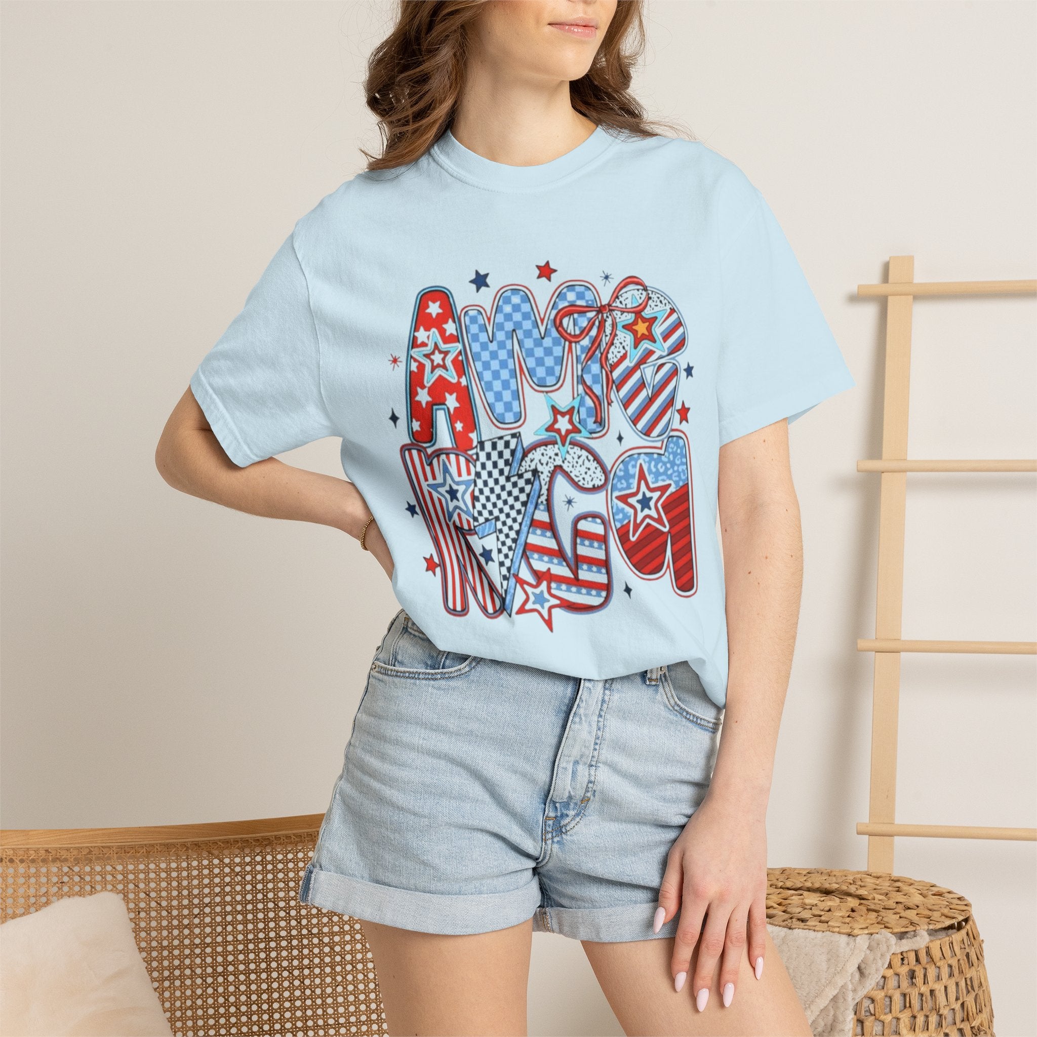 4th of July American Flag "America' Graphic T-Shirt