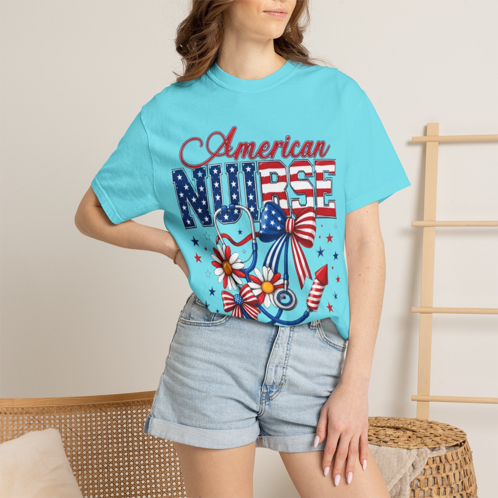 American Nurse Patriotic T-Shirt — 4th of July Stars & Stripes Nursing Tee