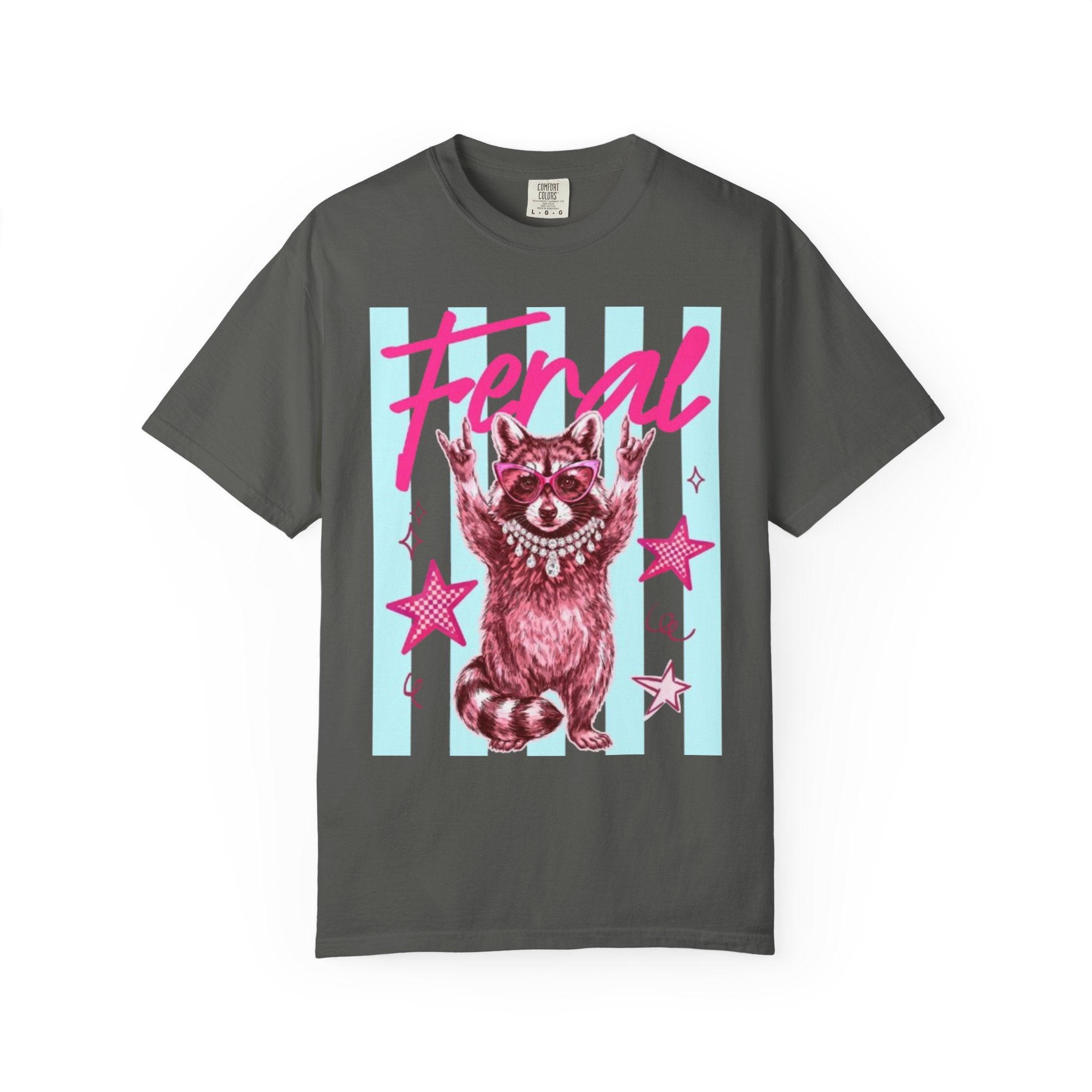 Feral Raccoon Graphic T-Shirt — Retro Pastel Pop DesigN