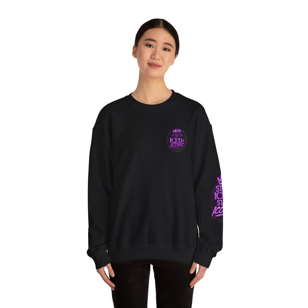 Crewneck Sweatshirt - Iced & Iconic Coffee Logo (Purple Neon)