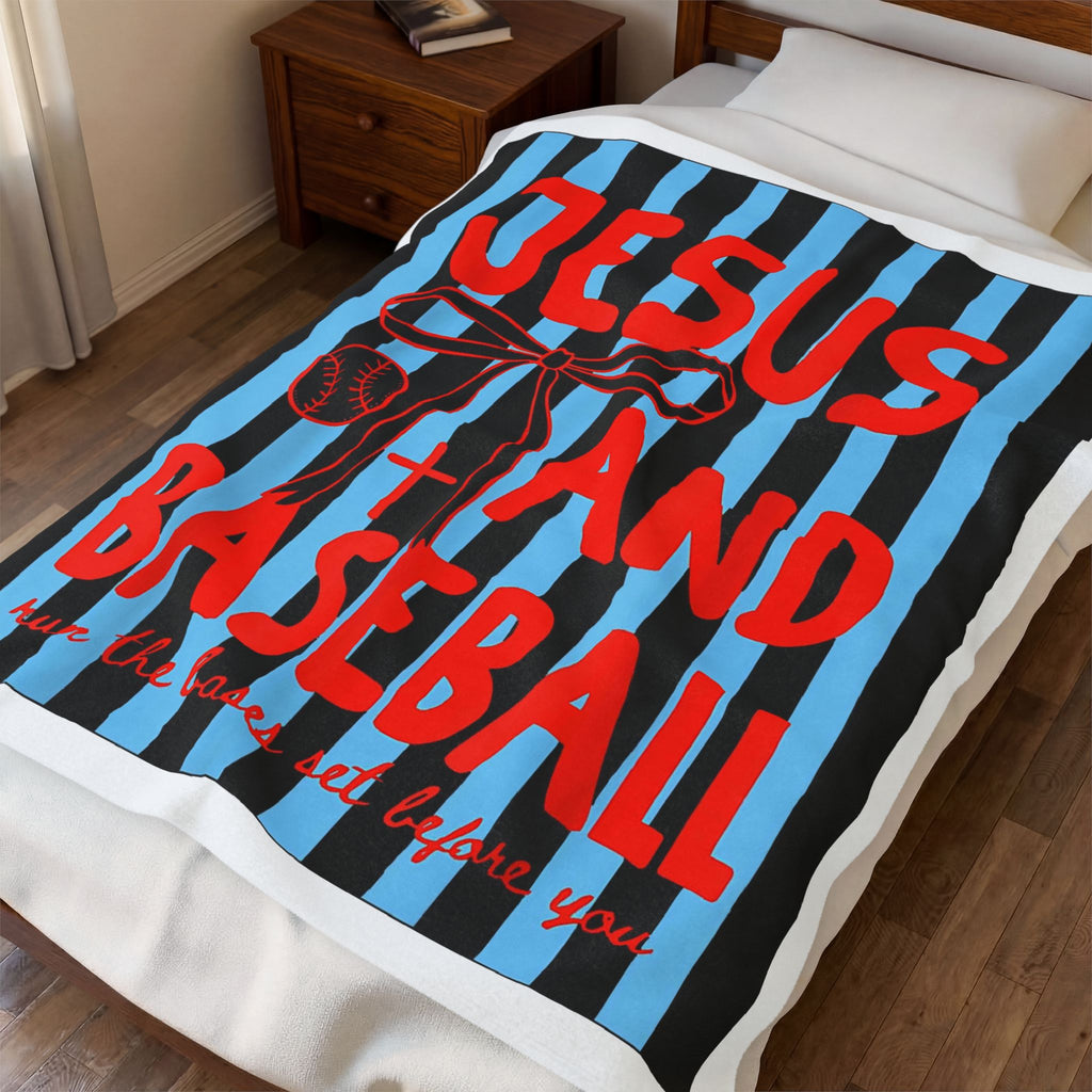 Jesus and Baseball plush blanket