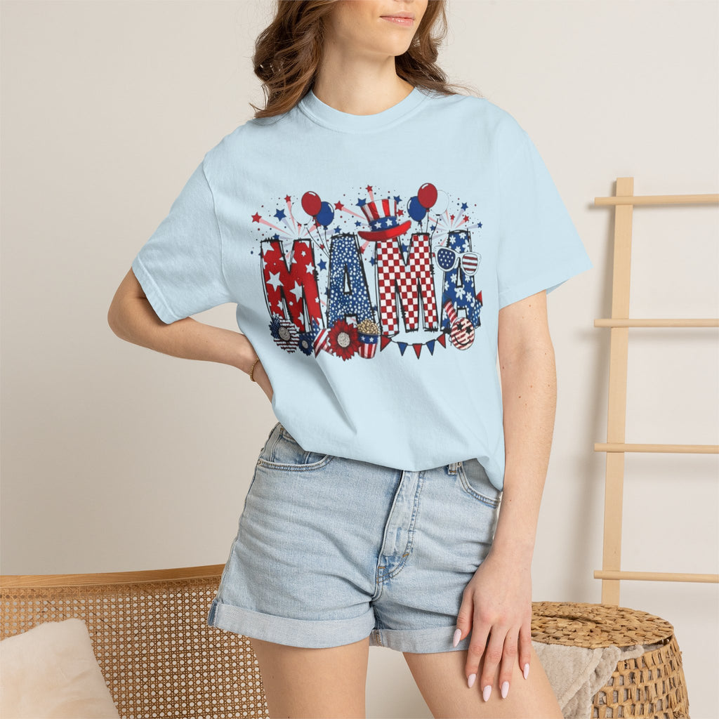Patriotic Mama T-Shirt — Red White Blue 4th of July Mom Tee