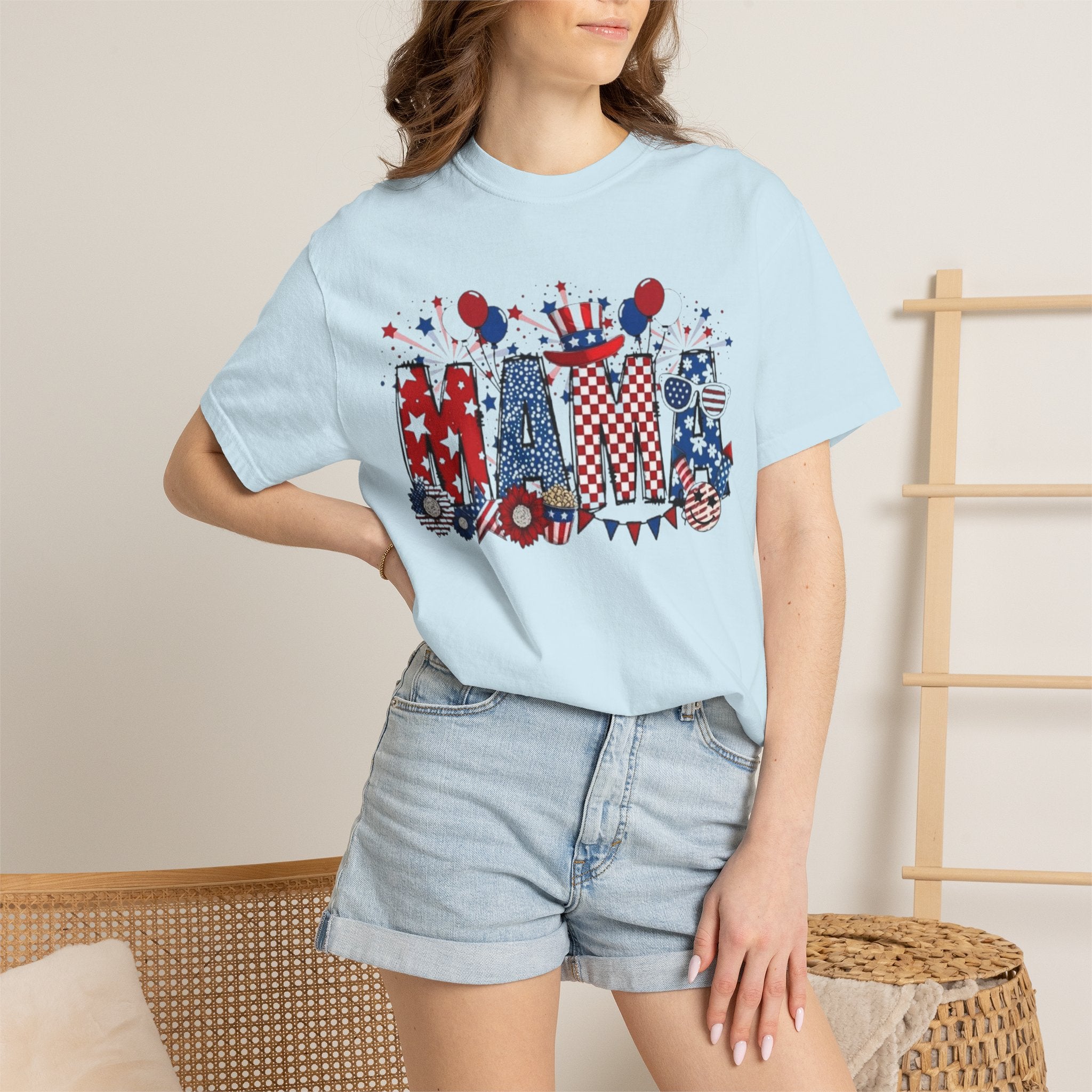 Patriotic Mama T-Shirt — Red White Blue 4th of July Mom Tee