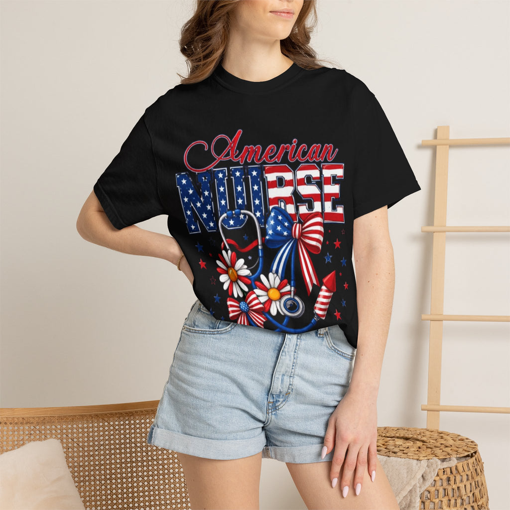 American Nurse Patriotic T-Shirt — 4th of July Stars & Stripes Nursing Tee