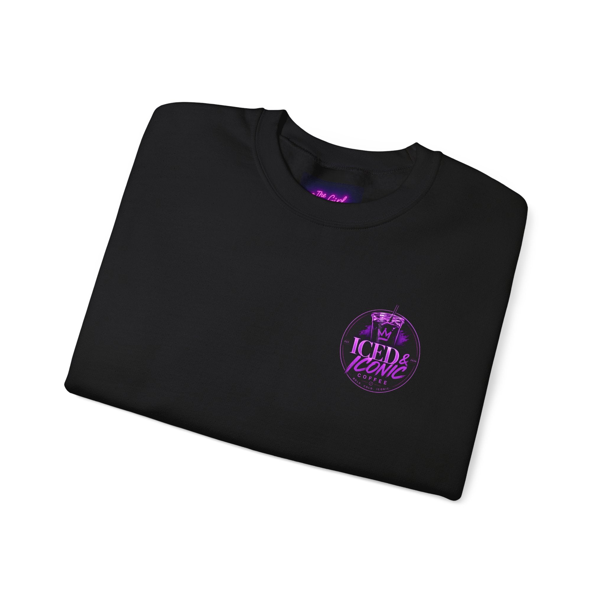 Crewneck Sweatshirt - Iced & Iconic Coffee Logo (Purple Neon)