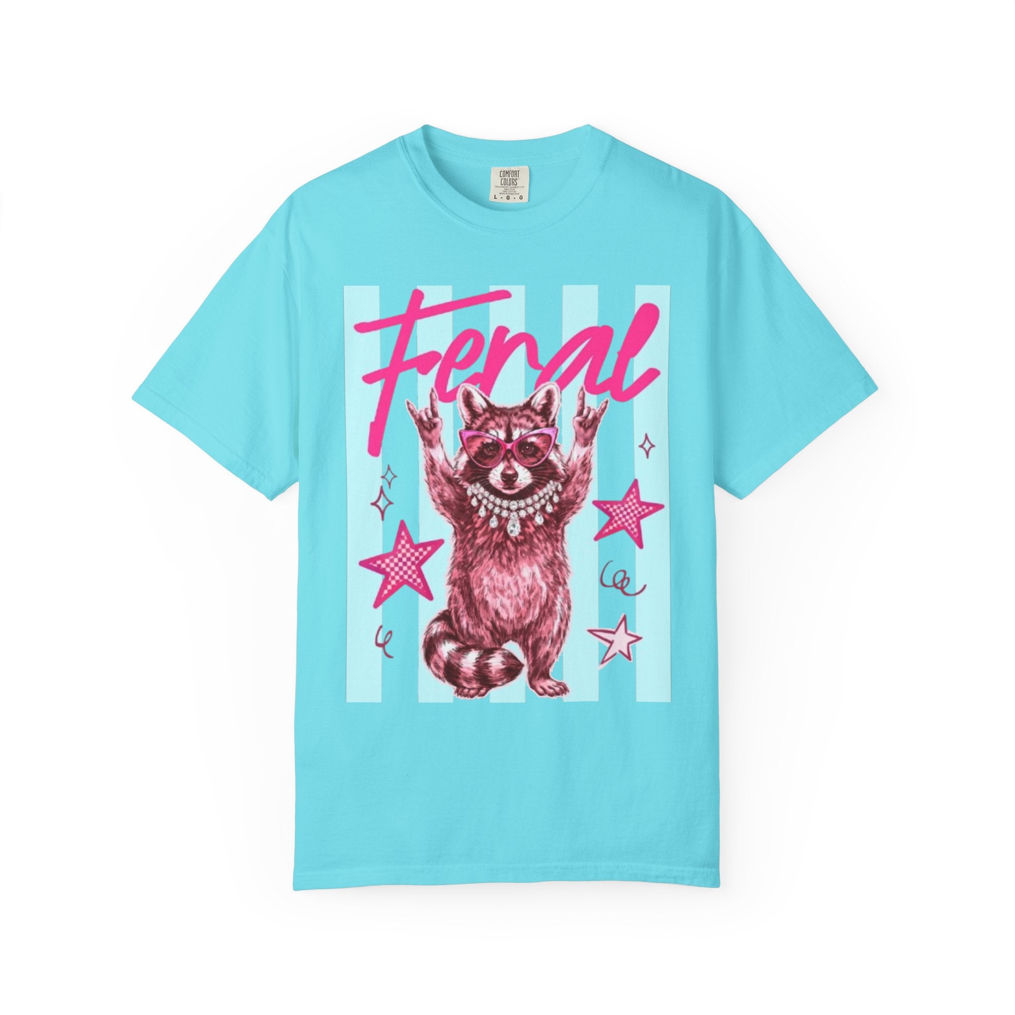 Feral Raccoon Graphic T-Shirt — Retro Pastel Pop DesigN