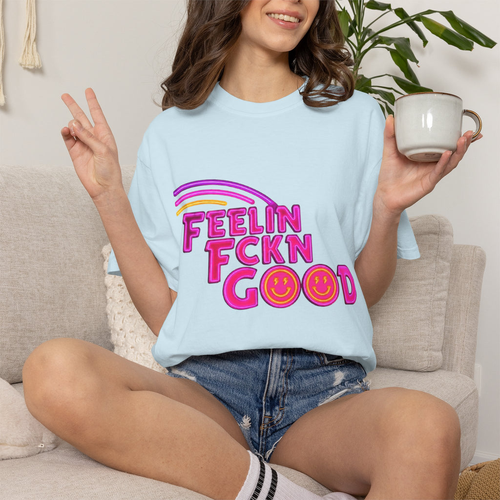 Feelin' Fckn Good T-Shirt – Retro Rainbow Smiley Graphic Tee