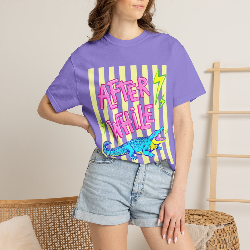 After While Crocodile Graphic T-Shirt — Retro Neon Alligator Tee
