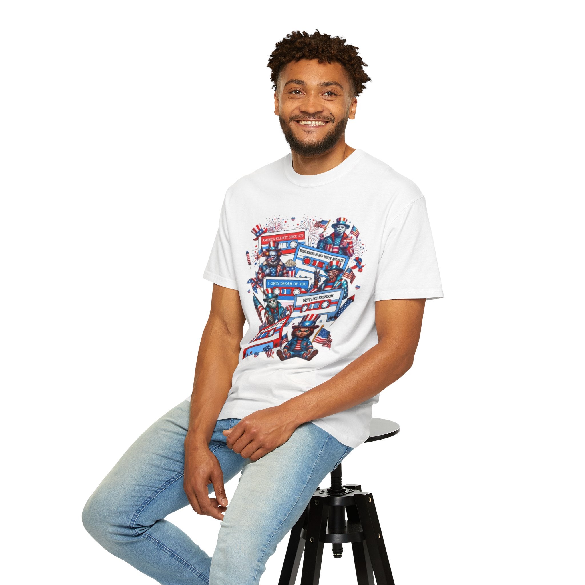 Patriotic Uncle Sam Cassette Retro T-Shirt — USA 4th of July Vintage Music Tee