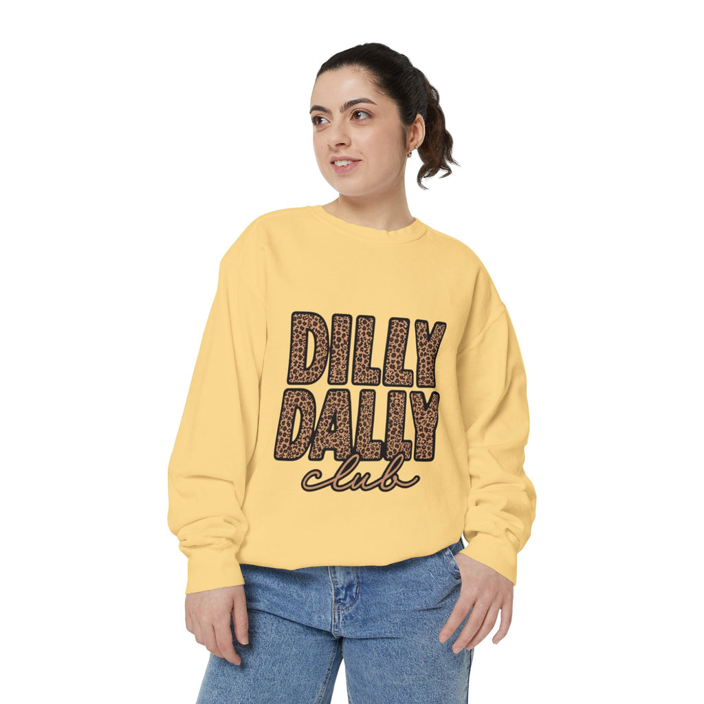 Dilly Daily Club Sweatshirt — Leopard Print Graphic Crewneck