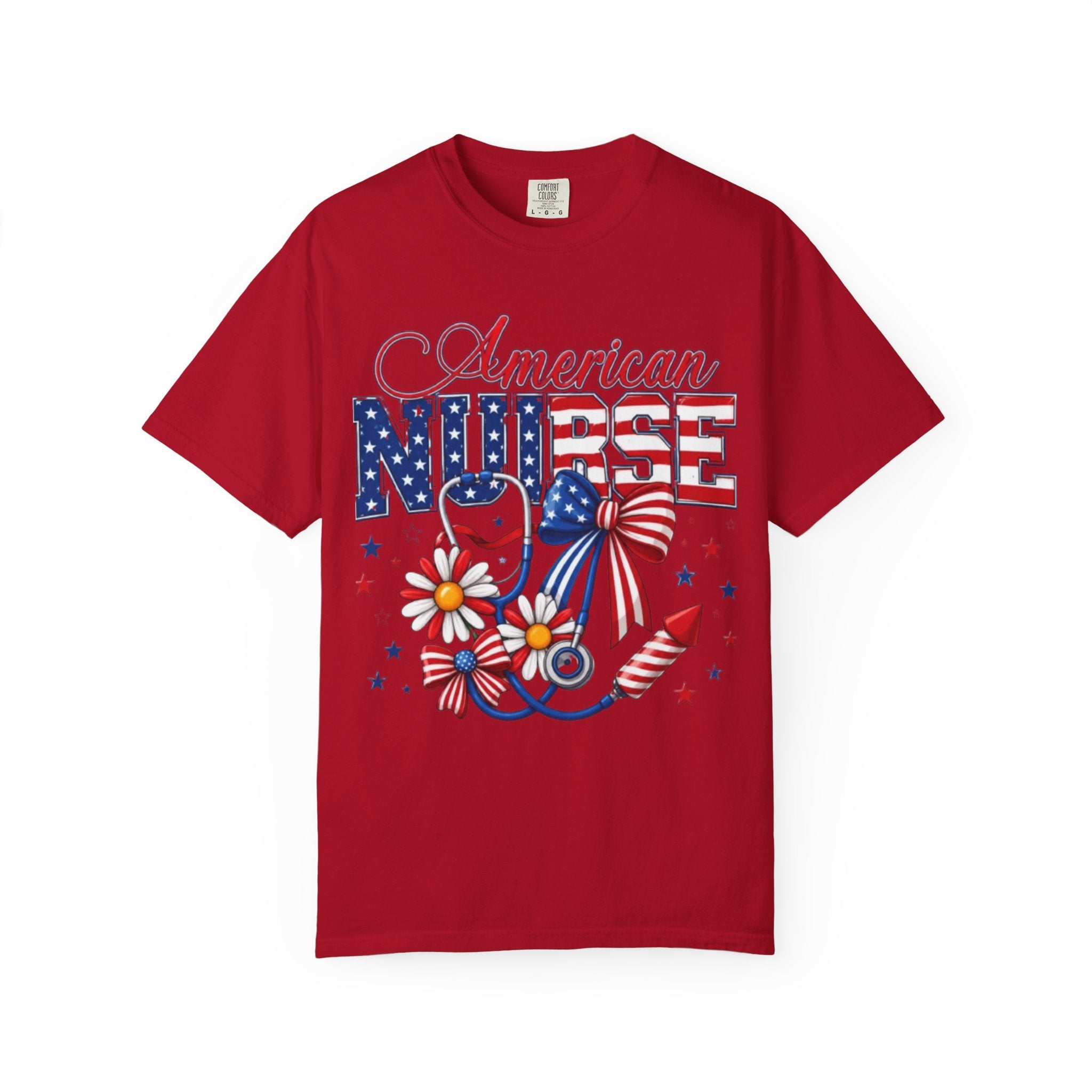 American Nurse Patriotic T-Shirt — 4th of July Stars & Stripes Nursing Tee