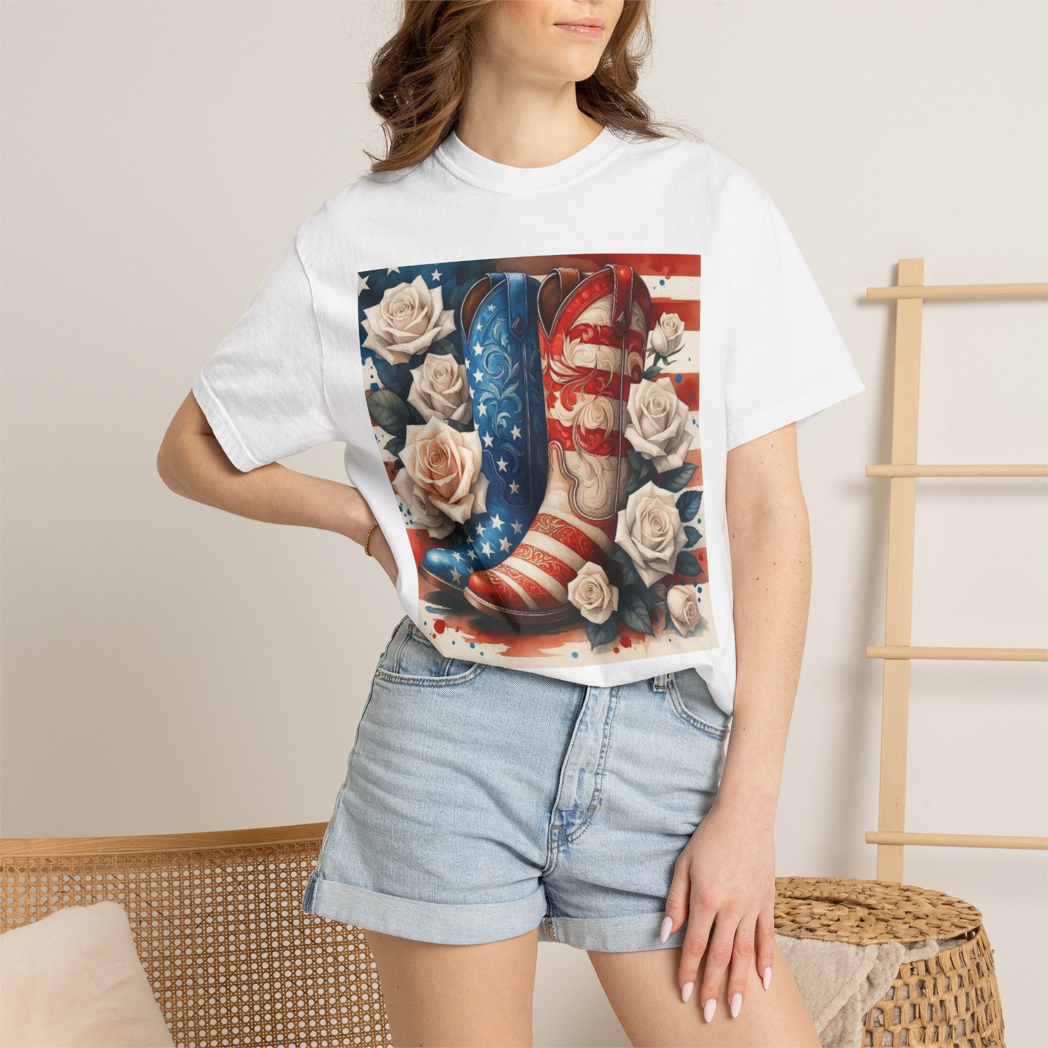 Cowboy Boots American Flag T-Shirt — Patriotic Western Graphic Tee