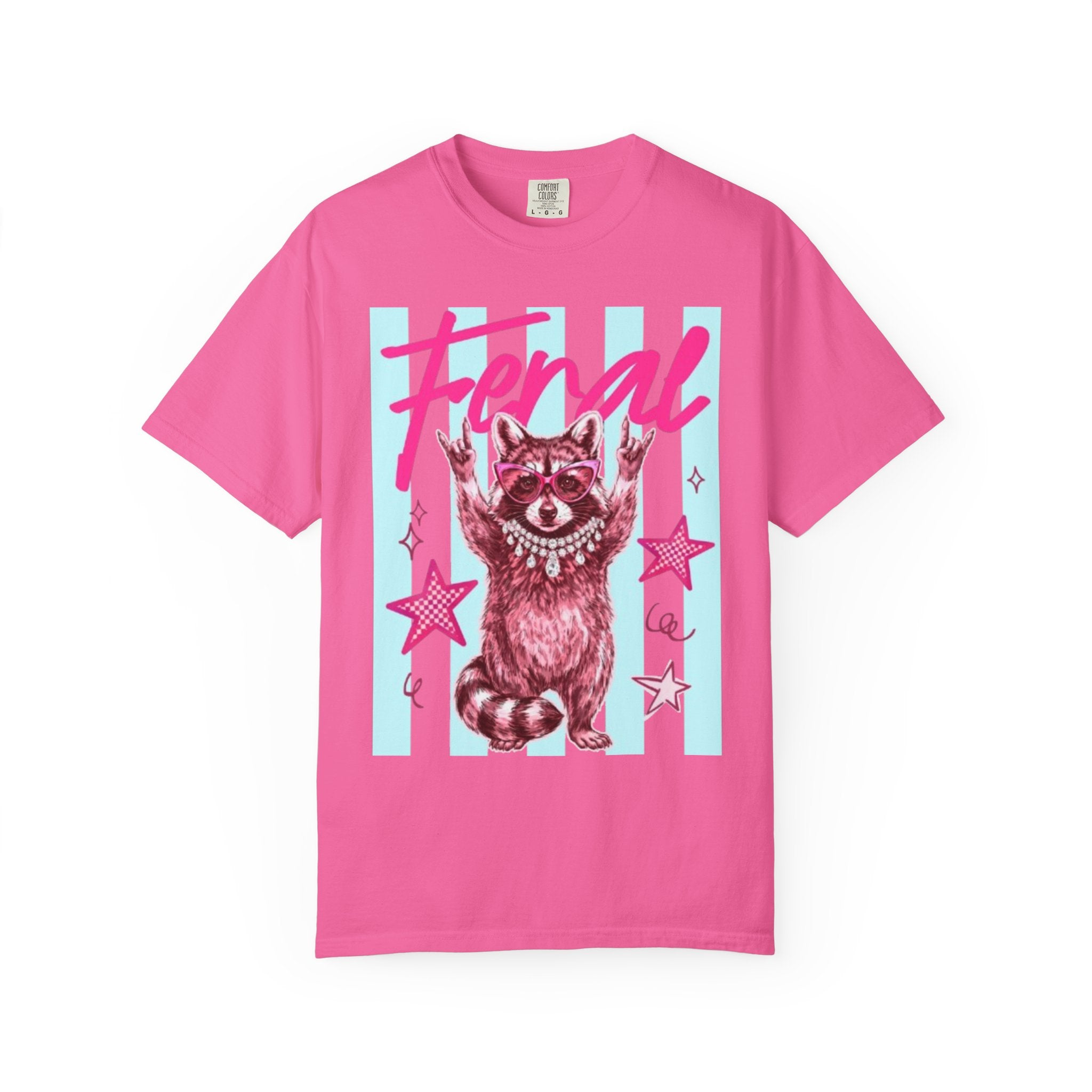Feral Raccoon Graphic T-Shirt — Retro Pastel Pop DesigN