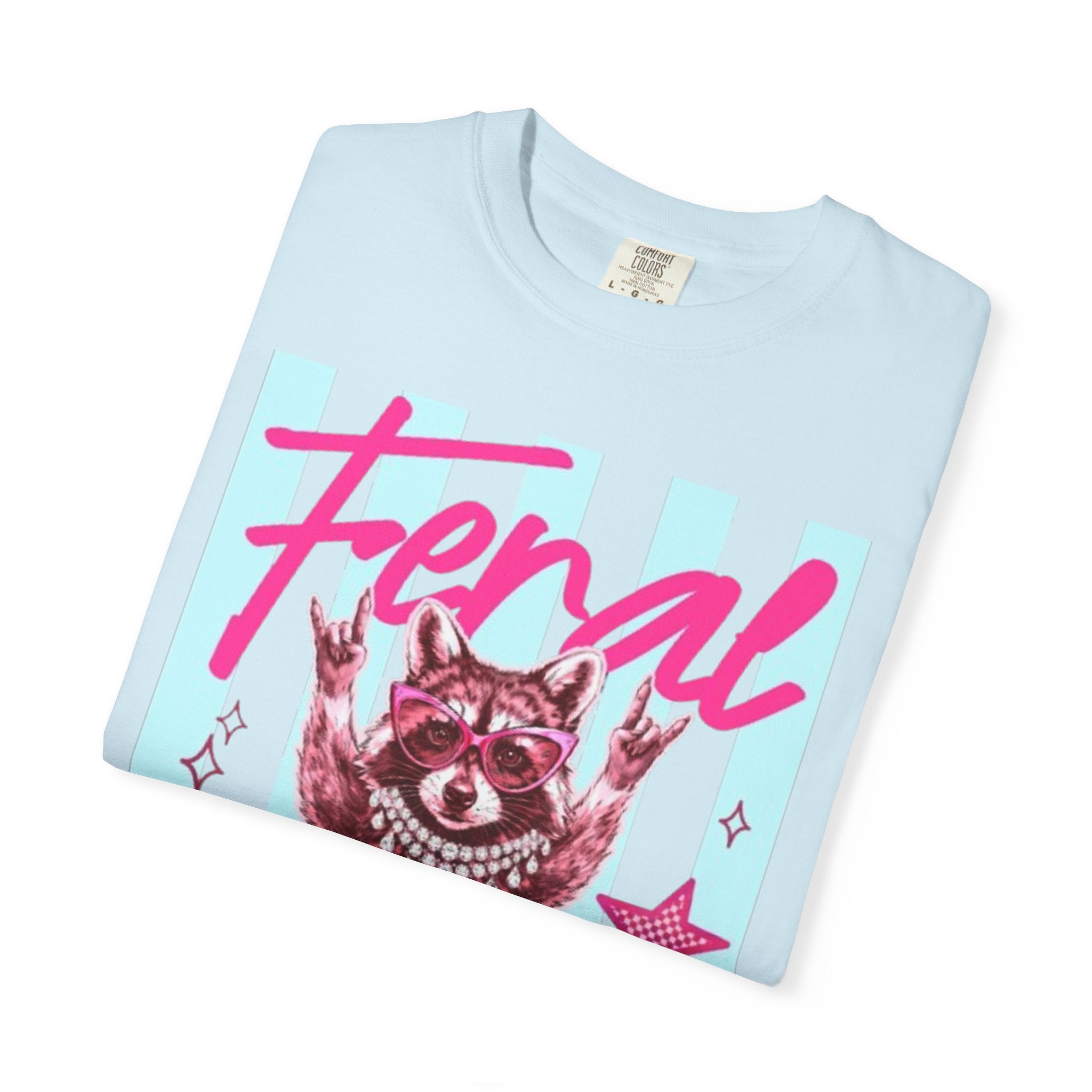 Feral Raccoon Graphic T-Shirt — Retro Pastel Pop DesigN