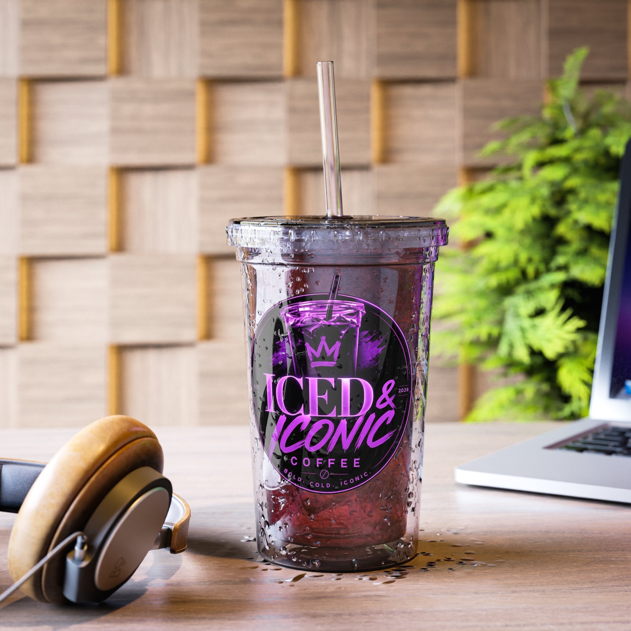Iced & Iconic Acrylic Tumbler – Reusable Cold Cup with Straw