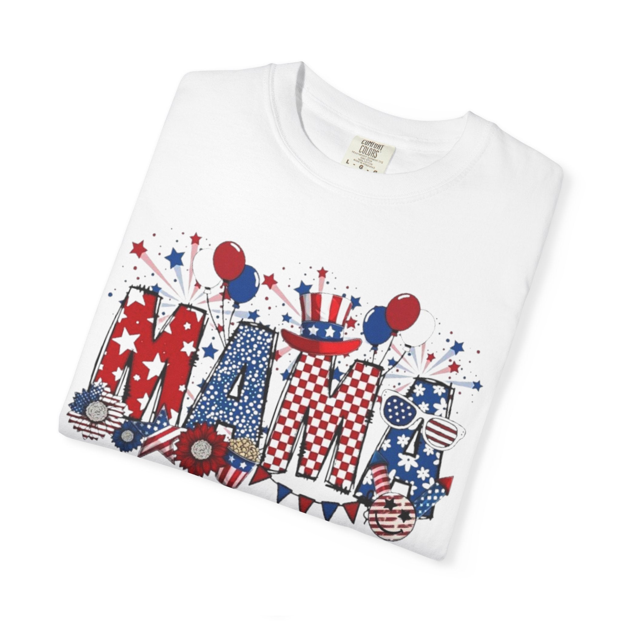 Patriotic Mama T-Shirt — Red White Blue 4th of July Mom Tee