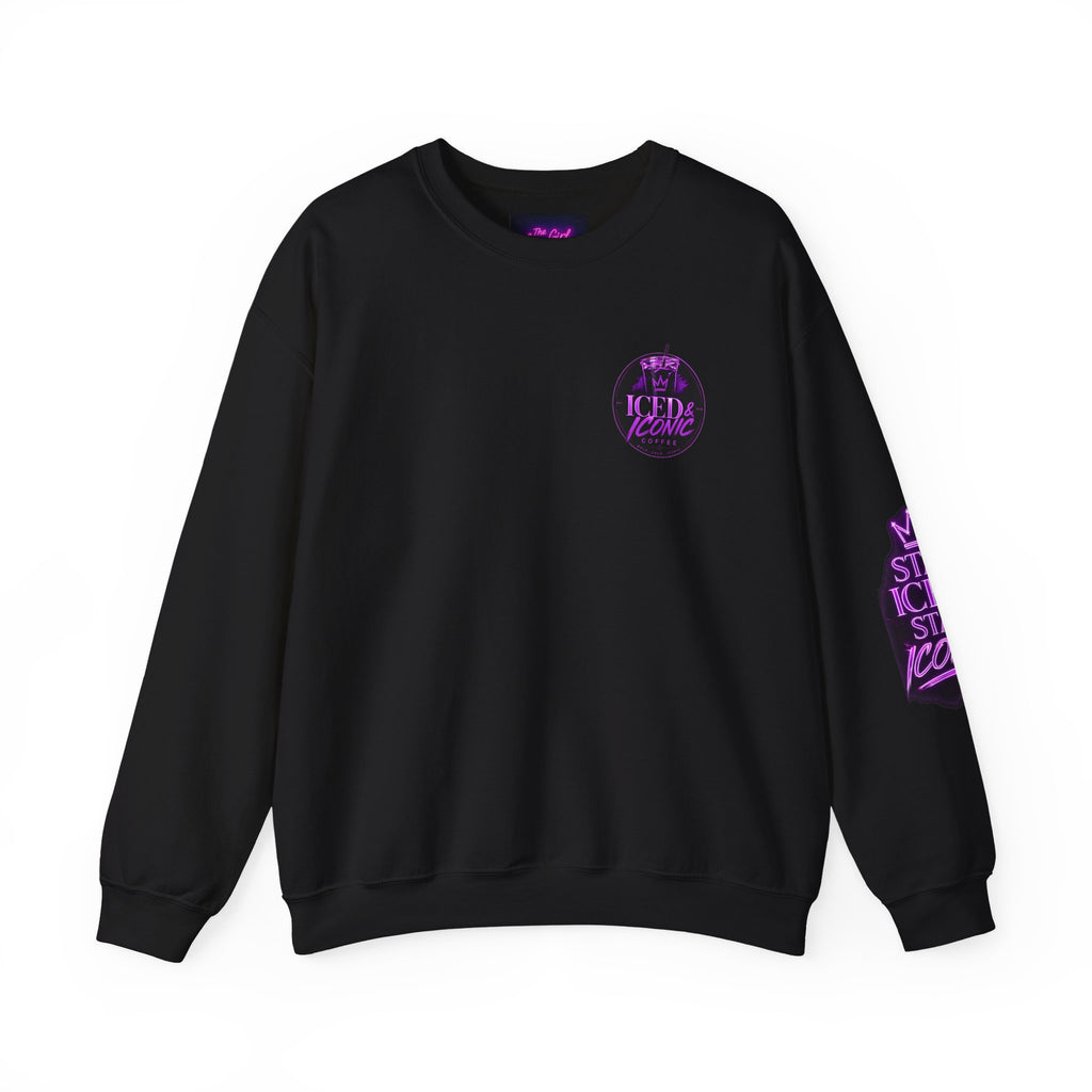 Crewneck Sweatshirt - Iced & Iconic Coffee Logo (Purple Neon)