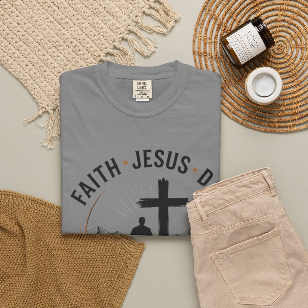 Faith Jesus Dad T-Shirt — "Leading My Family By His Grace" Christian Father Tee