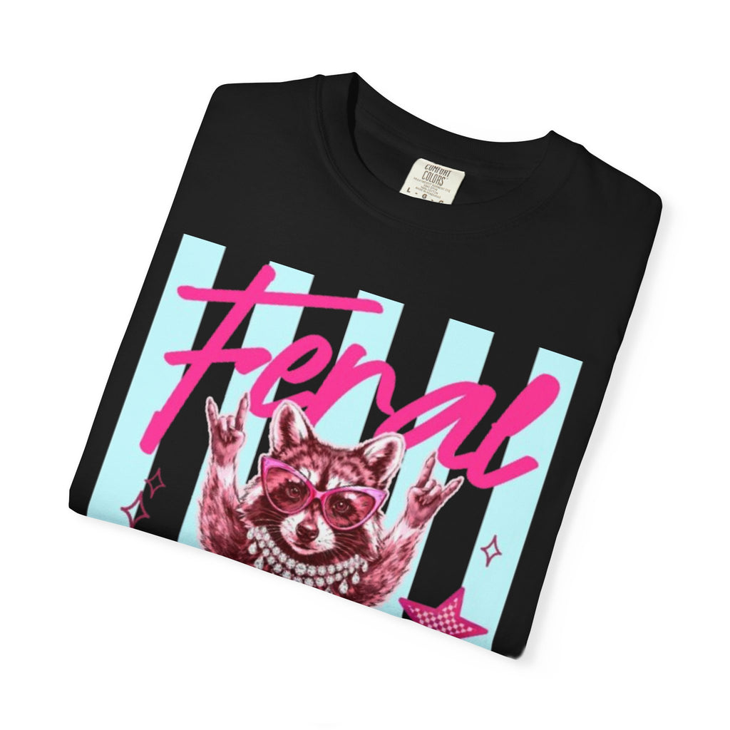 Feral Raccoon Graphic T-Shirt — Retro Pastel Pop DesigN