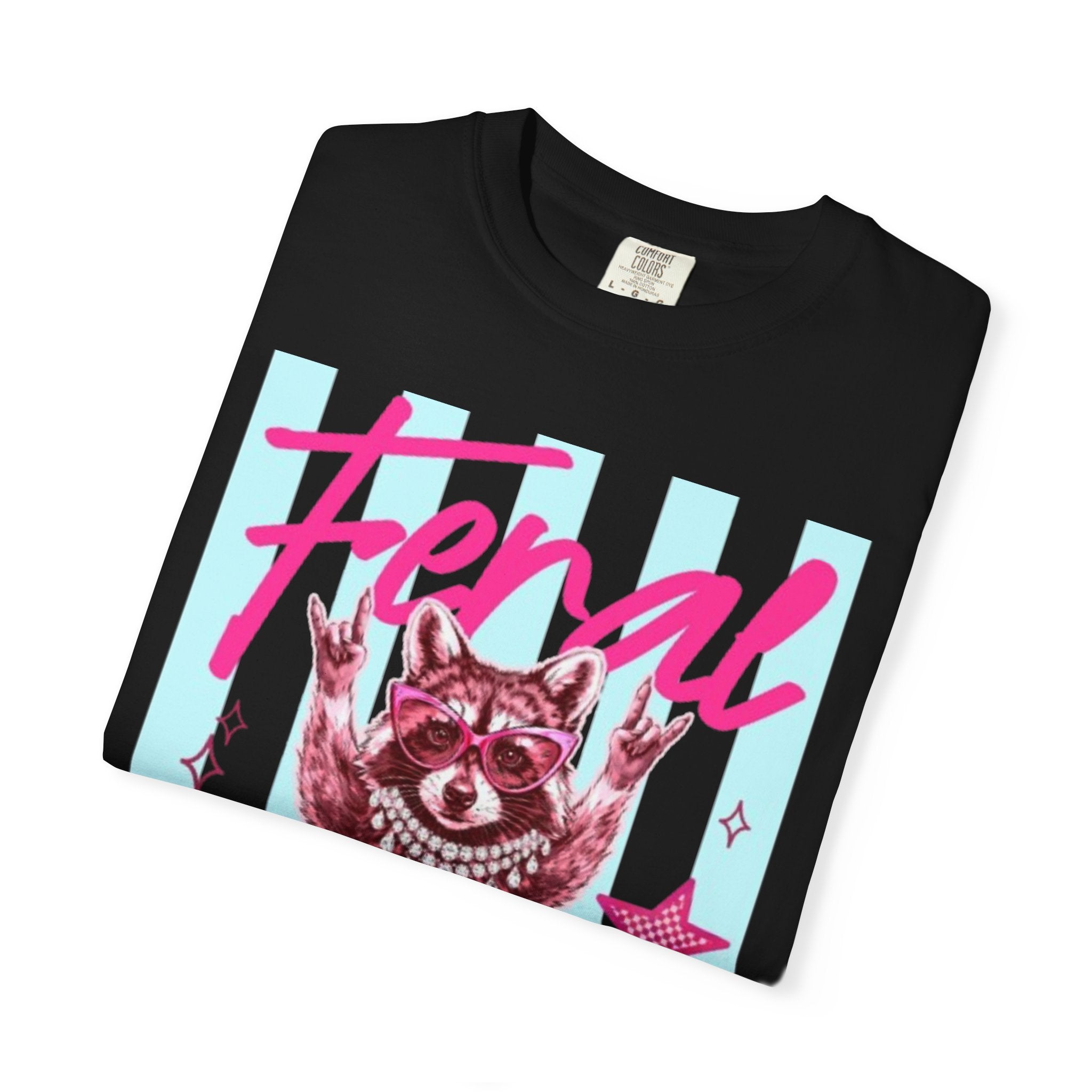 Feral Raccoon Graphic T-Shirt — Retro Pastel Pop DesigN