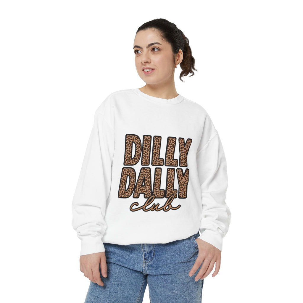 Dilly Daily Club Sweatshirt — Leopard Print Graphic Crewneck