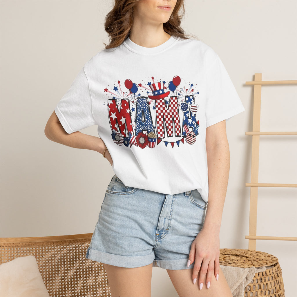 Patriotic Mama T-Shirt — Red White Blue 4th of July Mom Tee