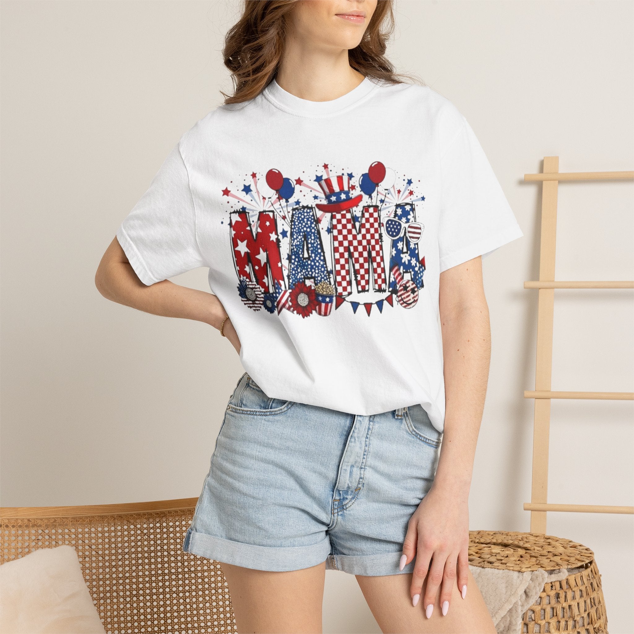 Patriotic Mama T-Shirt — Red White Blue 4th of July Mom Tee