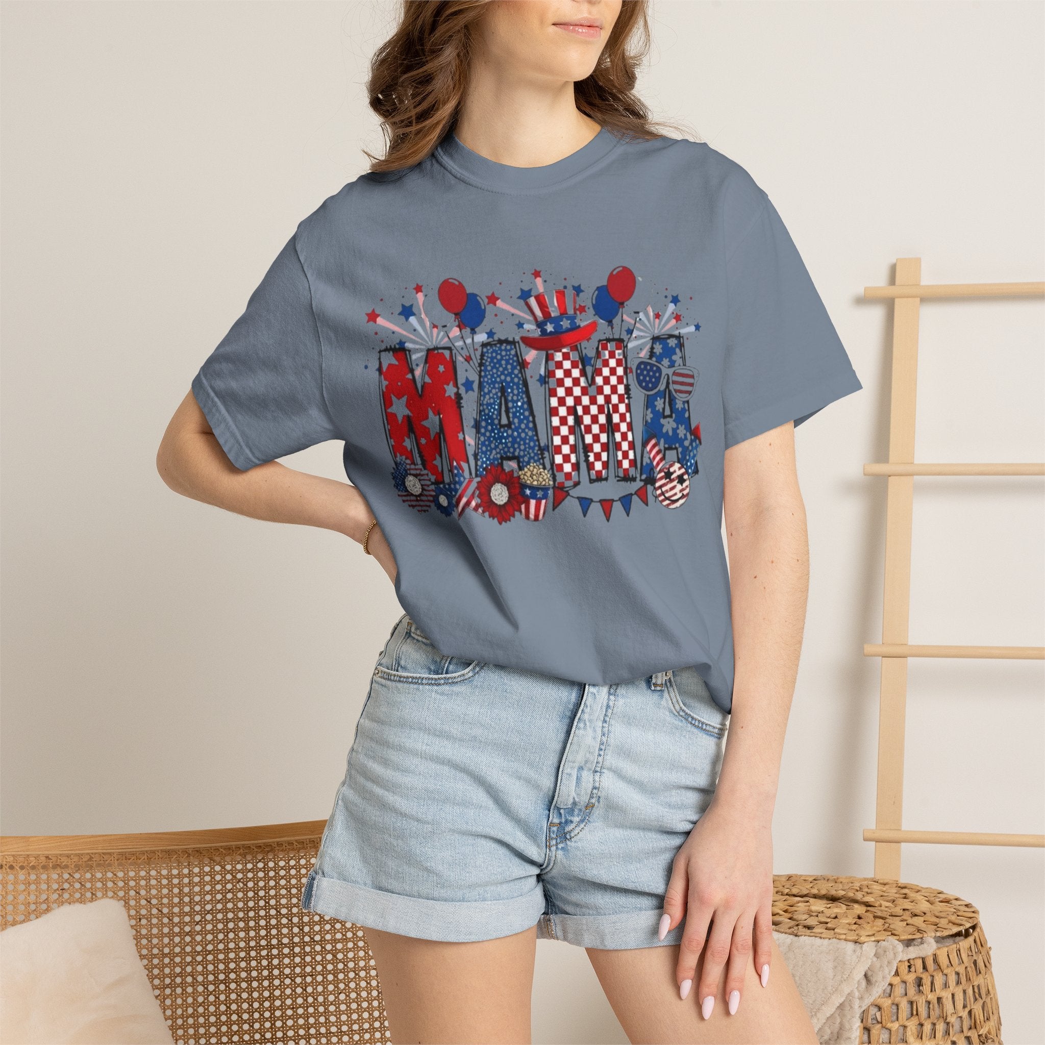 Patriotic Mama T-Shirt — Red White Blue 4th of July Mom Tee