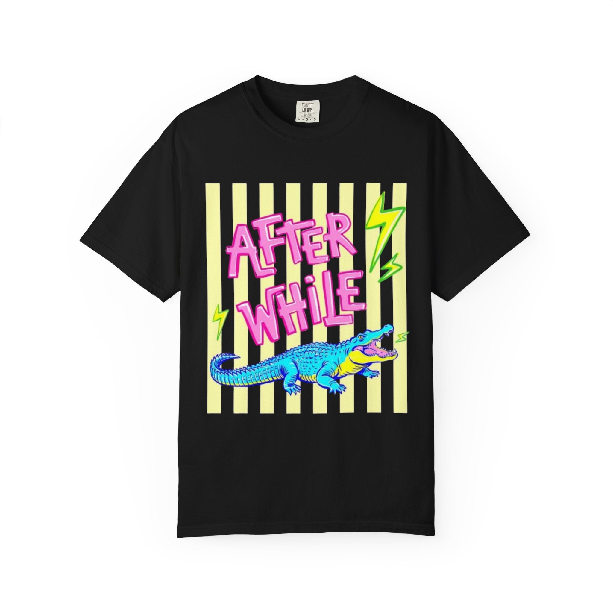 After While Crocodile Graphic T-Shirt — Retro Neon Alligator Tee