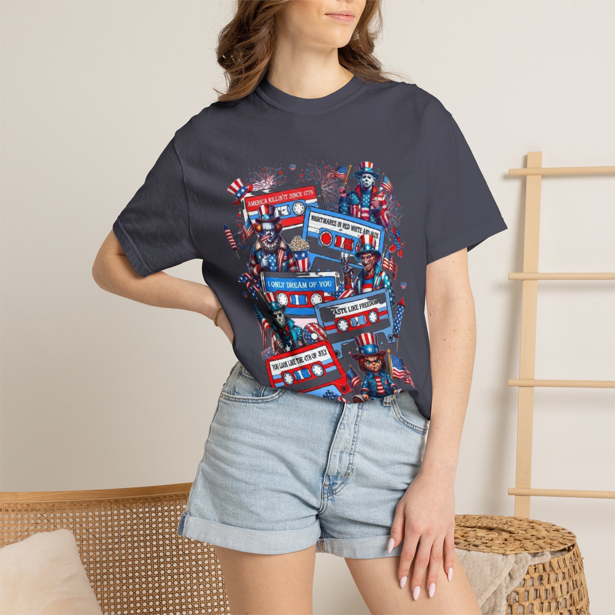Patriotic Uncle Sam Cassette Retro T-Shirt — USA 4th of July Vintage Music Tee