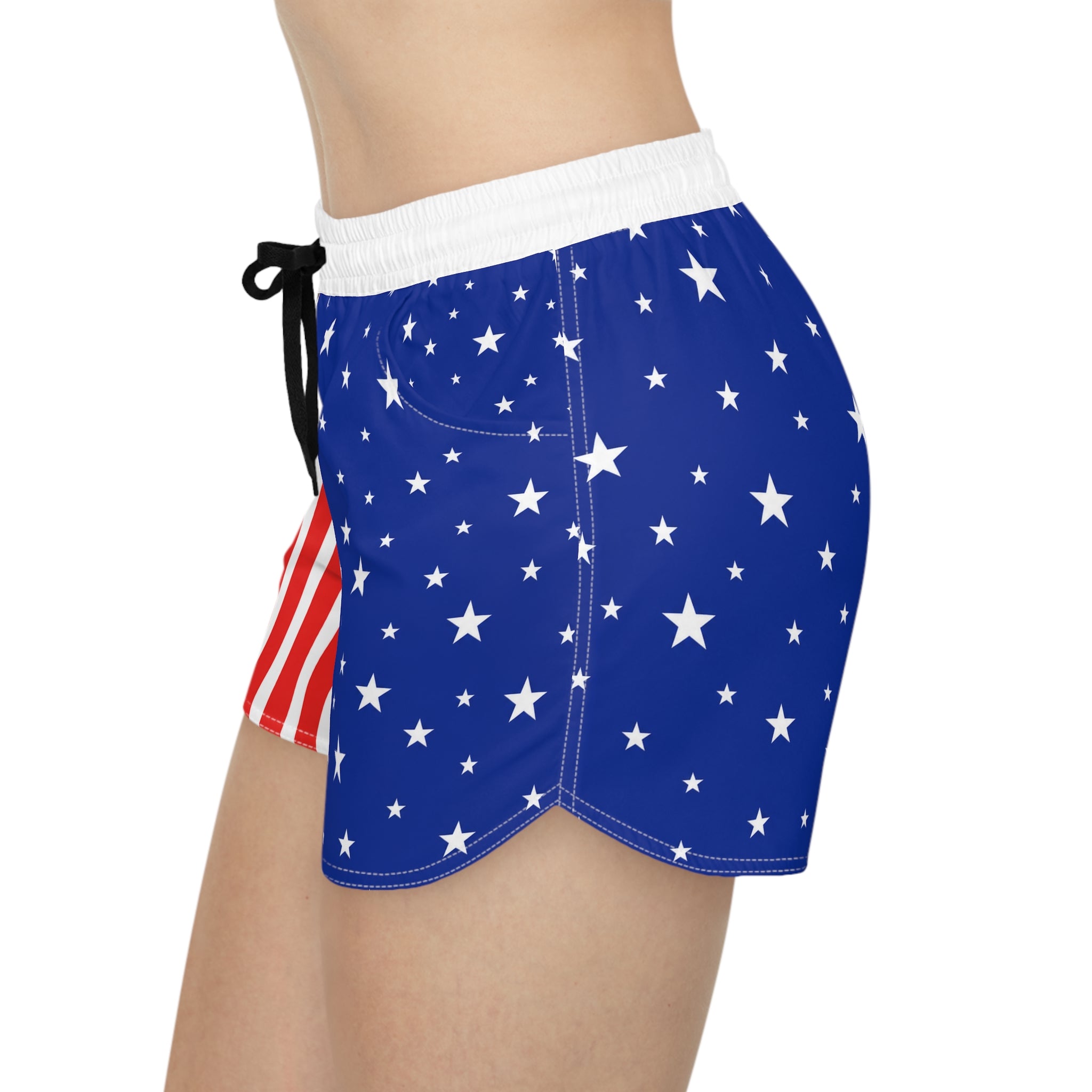 American Flag Women’s Casual Shorts — Red & Blue Stars & Stripes AOP