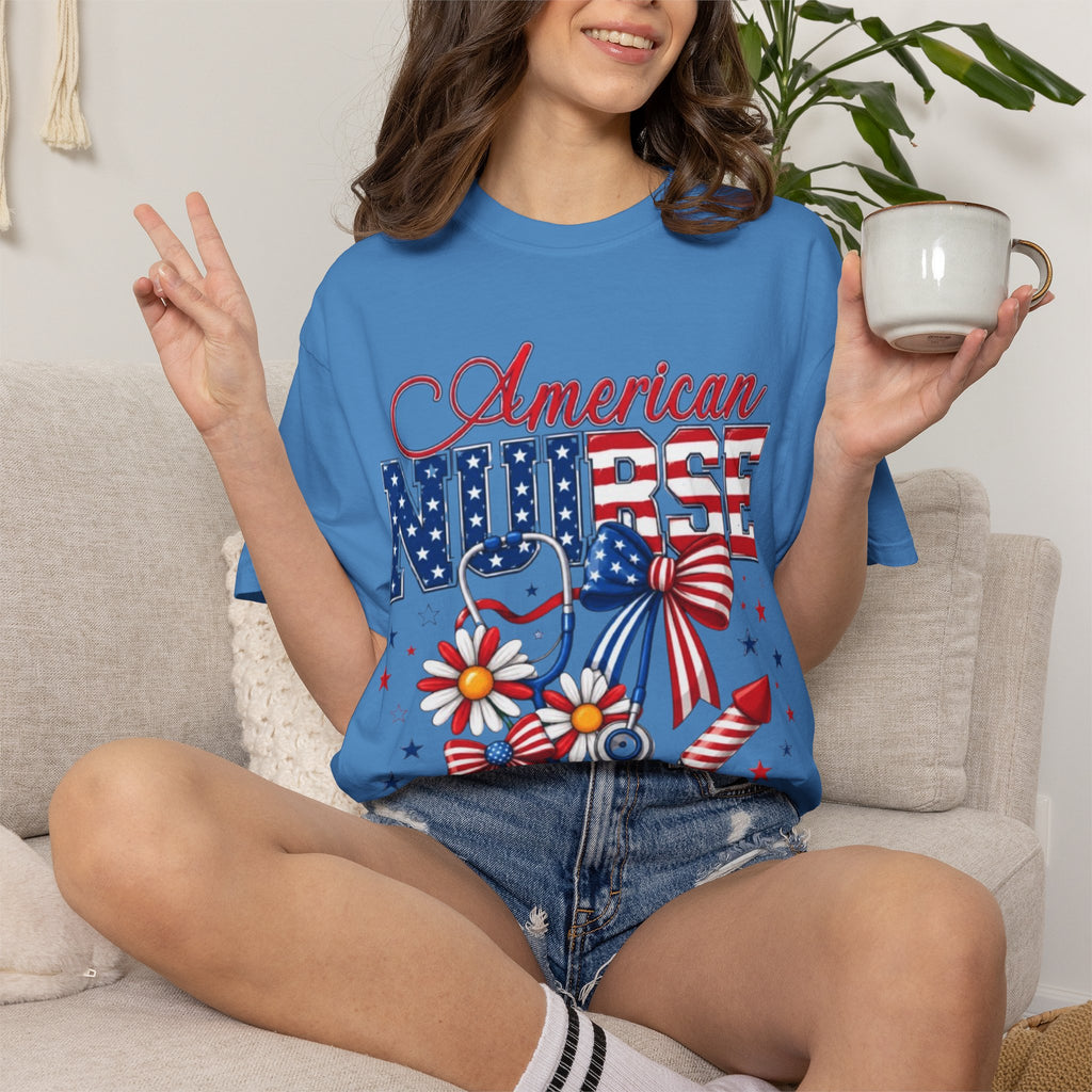 American Nurse Patriotic T-Shirt — 4th of July Stars & Stripes Nursing Tee