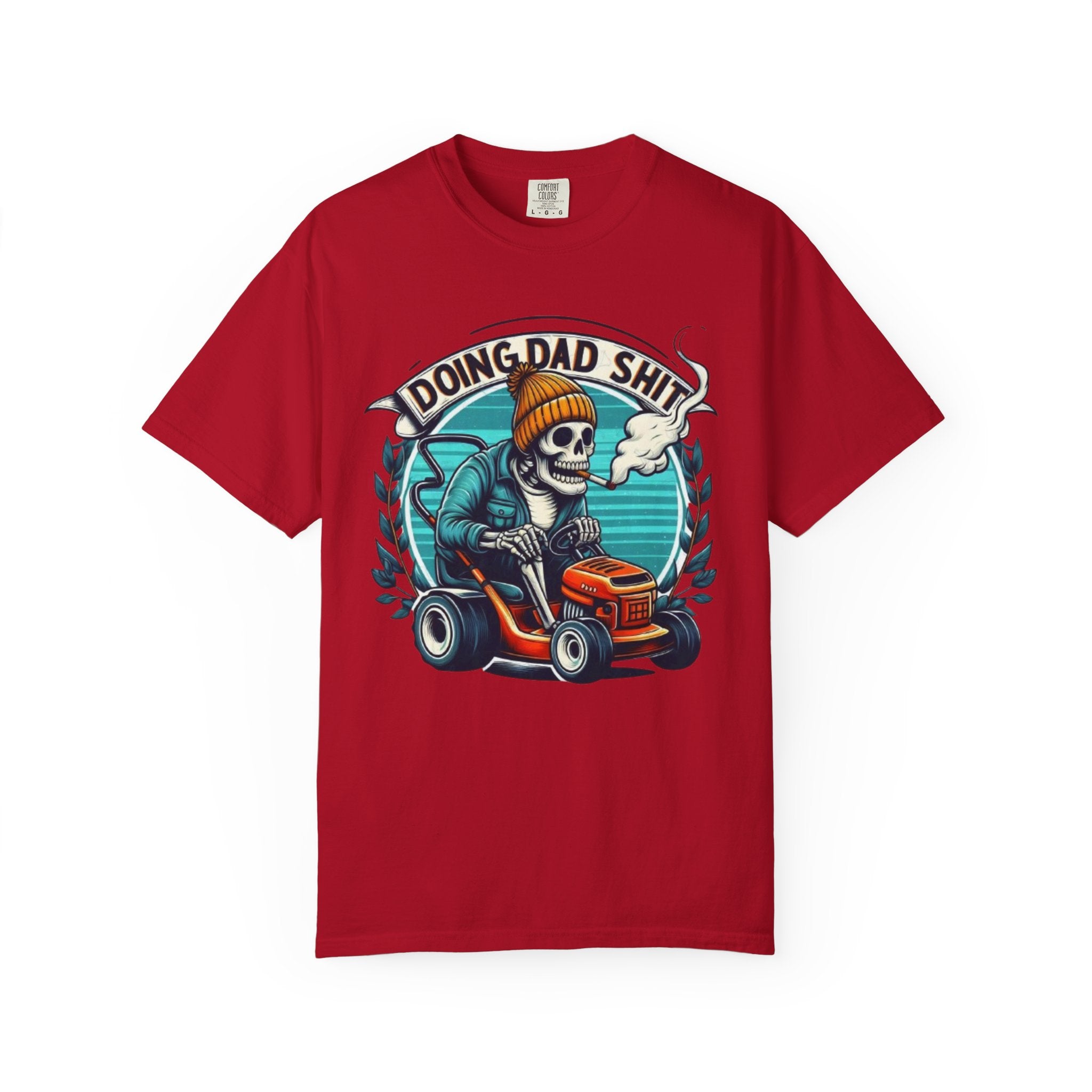 Doing Dad Shit T-Shirt — Funny Lawn Mower Skeleton Dad Tee
