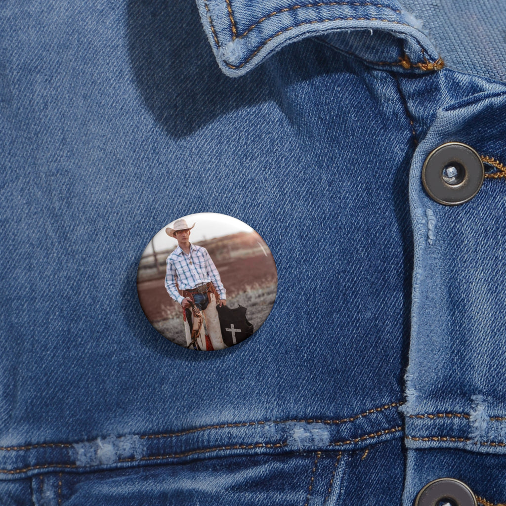 Cowboy Photo Pin Button — Custom Round Pinback Badge