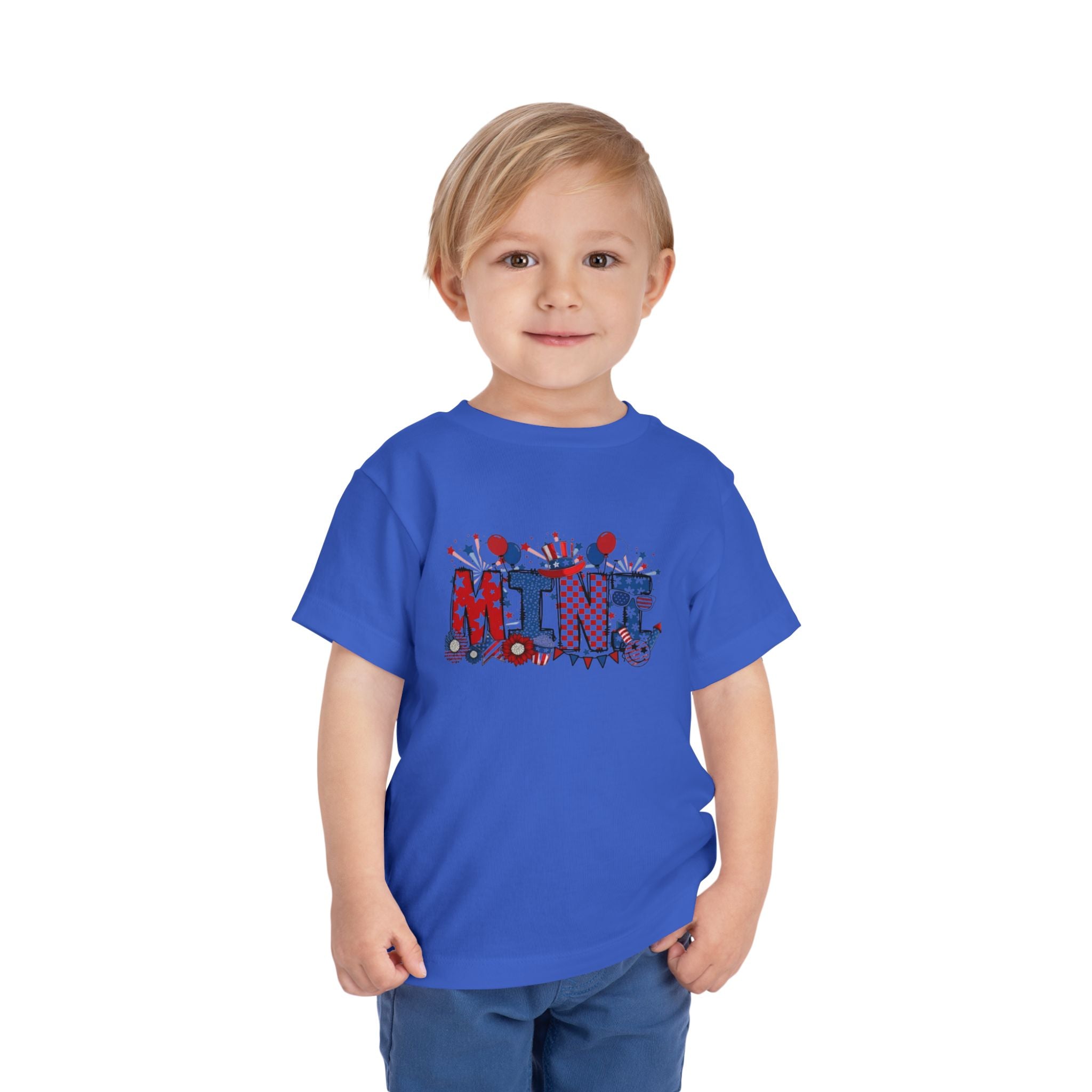 Toddler Tee - 'Mini' Patriotic 4th of July Kids Shirt (Red, White & Blue Stars & Stripes)