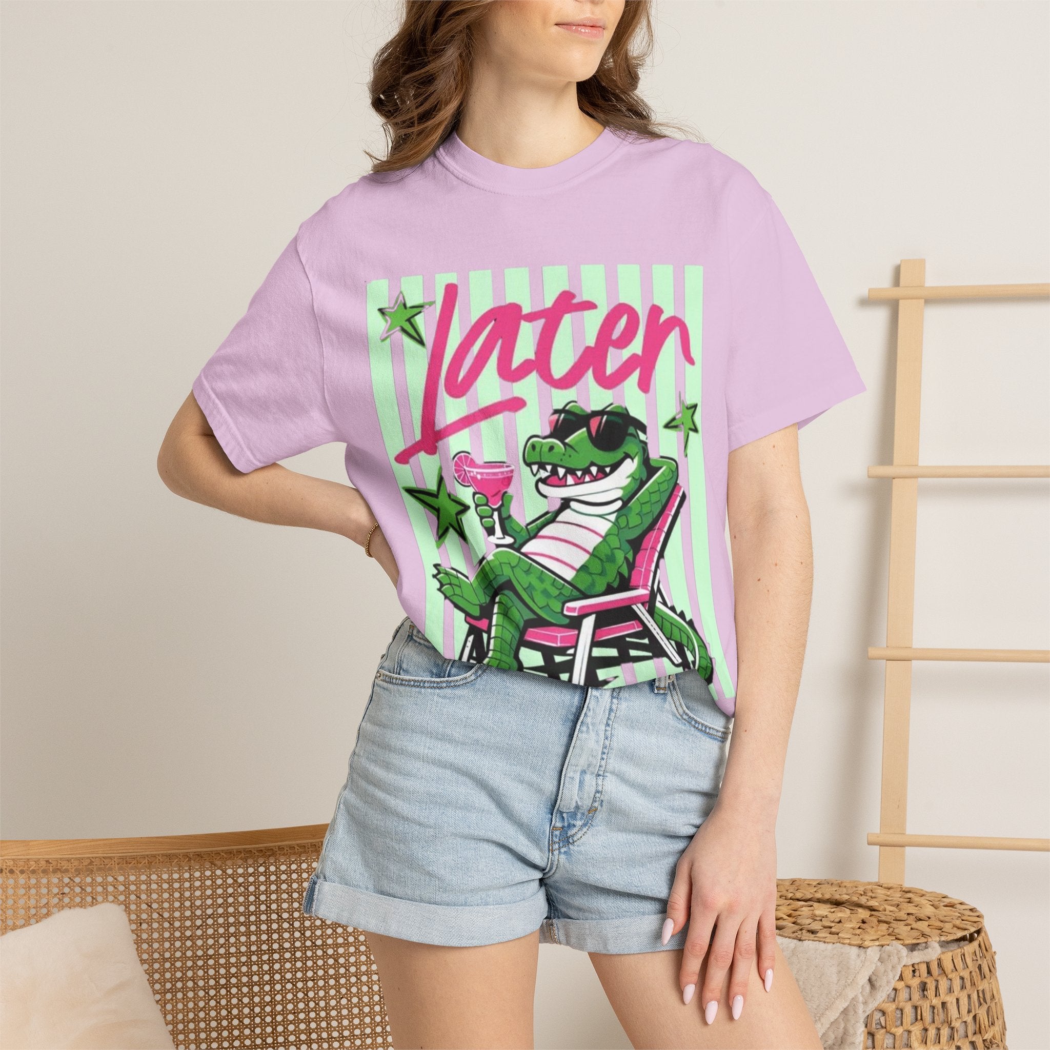 Later Lounge Alligator T-Shirt — Relaxed Croc Graphic Tee