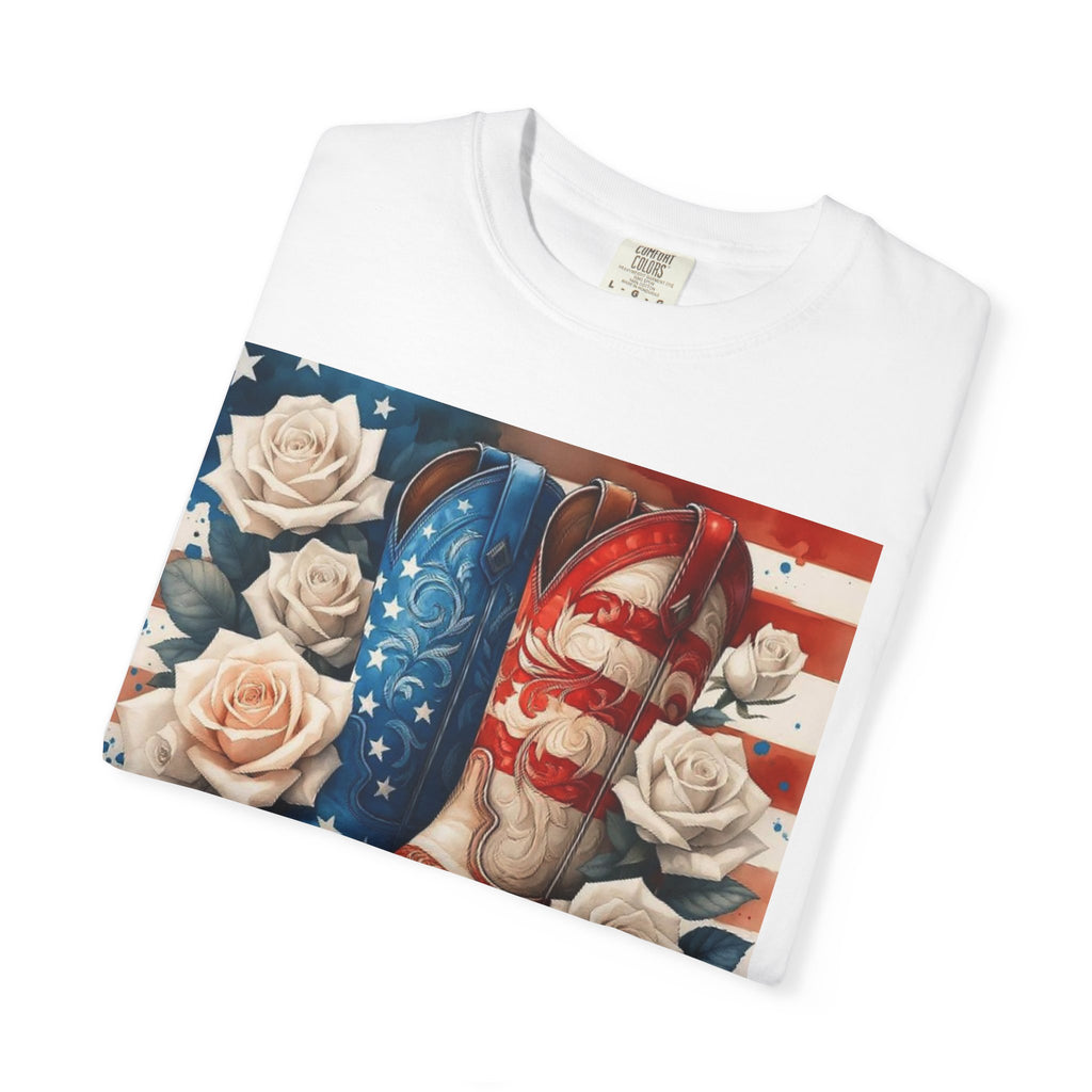 Cowboy Boots American Flag T-Shirt — Patriotic Western Graphic Tee