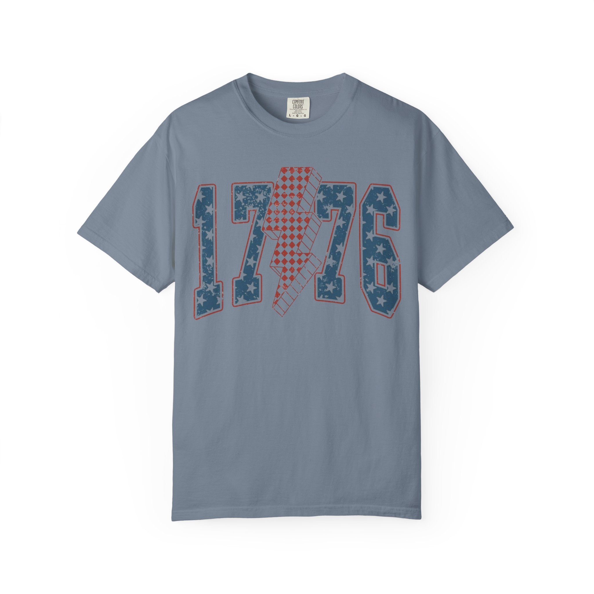 1776 Patriotic T-Shirt — Stars & Stripes Lightning Bolt Graphic