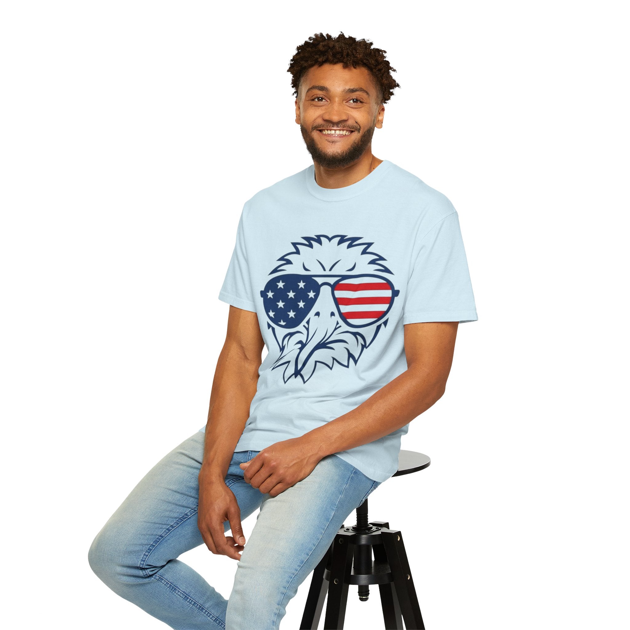 Patriotic Eagle T-Shirt — Bald Eagle with American Flag Sunglasses