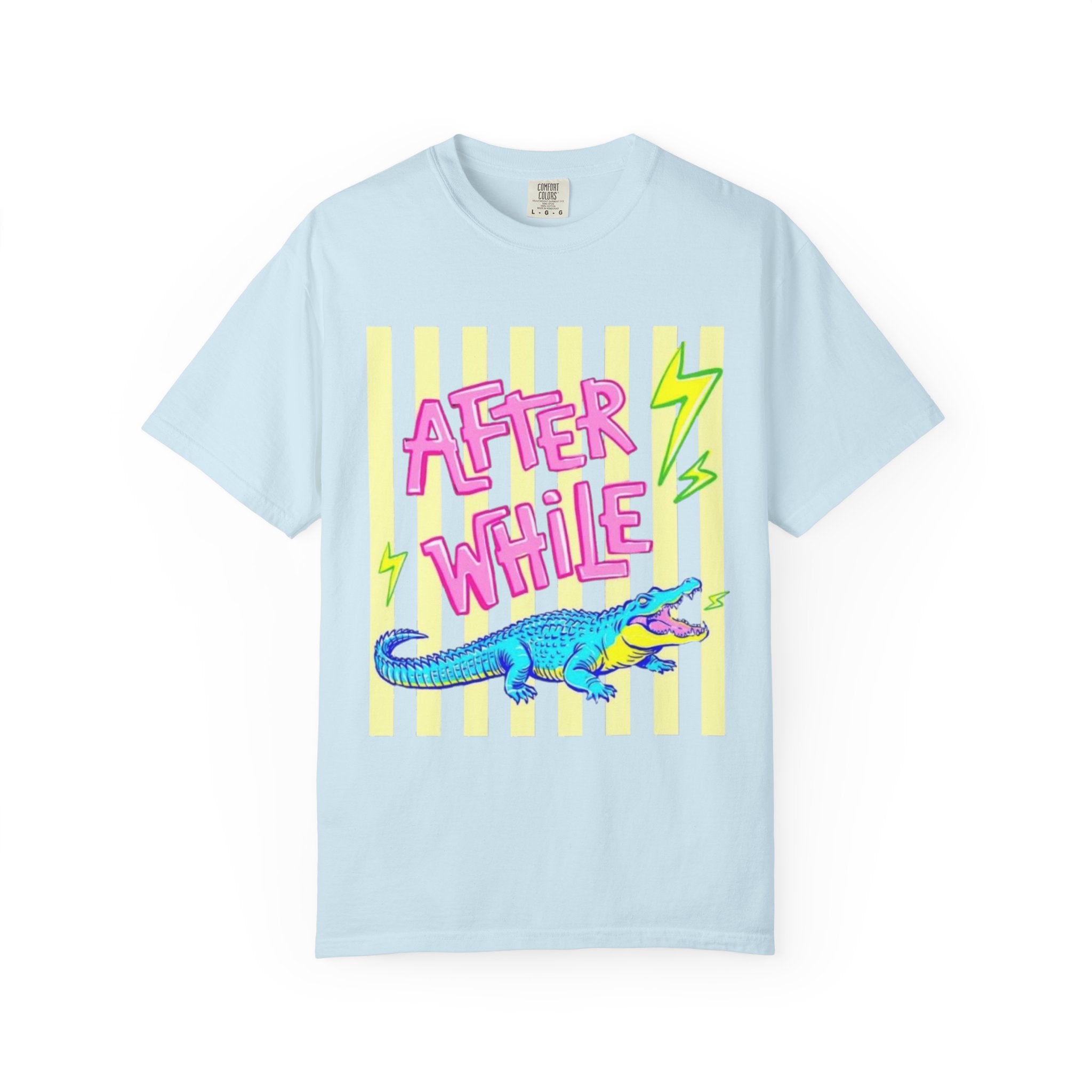 After While Crocodile Graphic T-Shirt — Retro Neon Alligator Tee