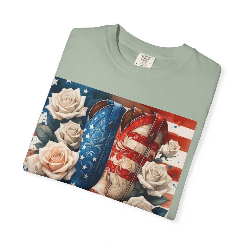 Cowboy Boots American Flag T-Shirt — Patriotic Western Graphic Tee