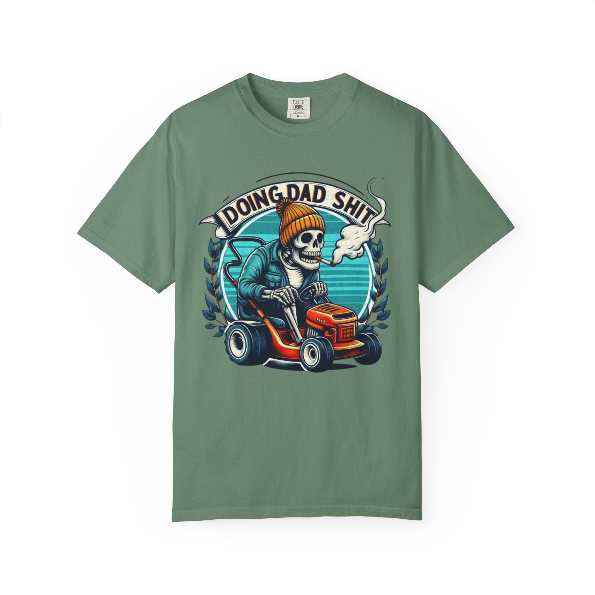 Doing Dad Shit T-Shirt — Funny Lawn Mower Skeleton Dad Tee