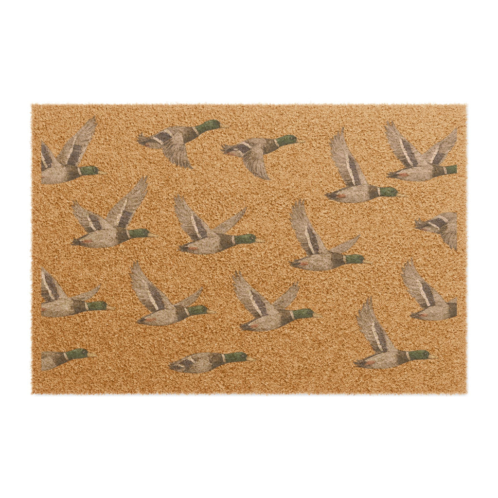 Mallard Duck Doormat – Outdoor Coir Welcome Mat with Flying Ducks Pattern