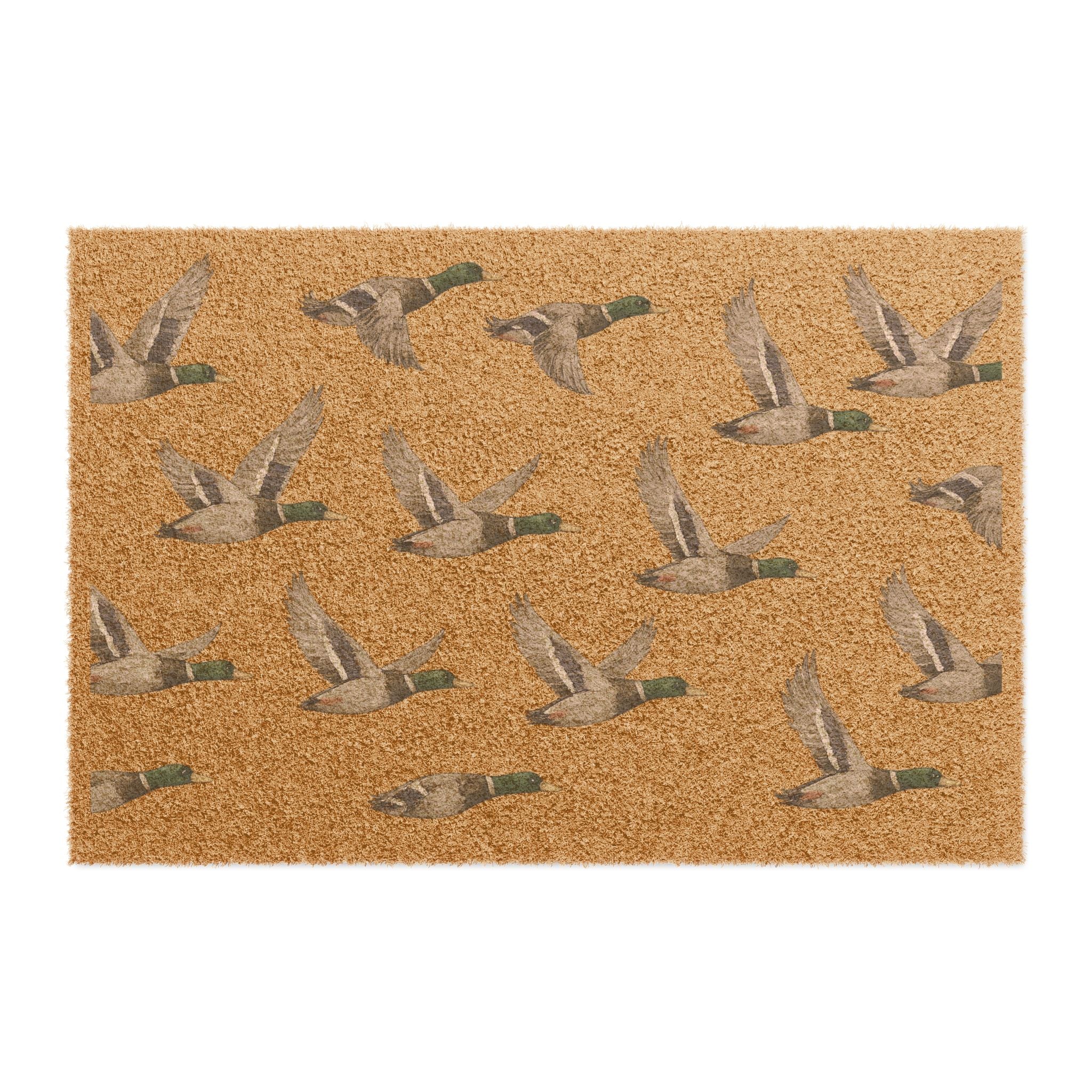 Mallard Duck Doormat – Outdoor Coir Welcome Mat with Flying Ducks Pattern